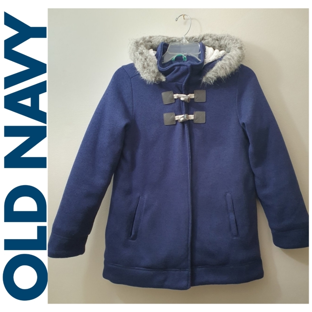 Old Navy Girls Winter Coat, Full Zip, Faux Fur & Fleece Lined Hood, Size XL (14)